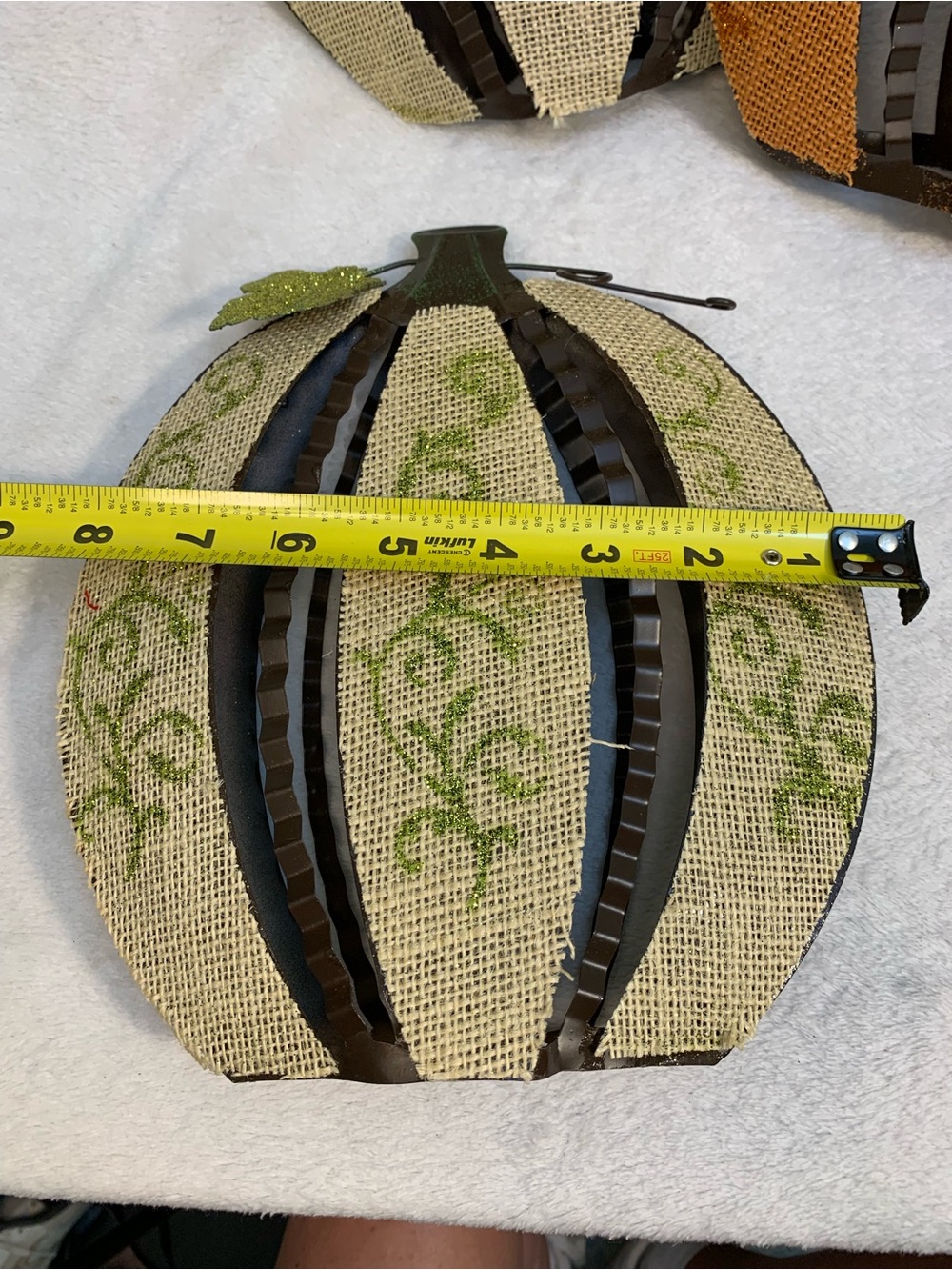 Set of 5 Metal & Fabric Rust Orange & Green Pumpkin Table Accent - Home Accents - Picture 7 of 8
